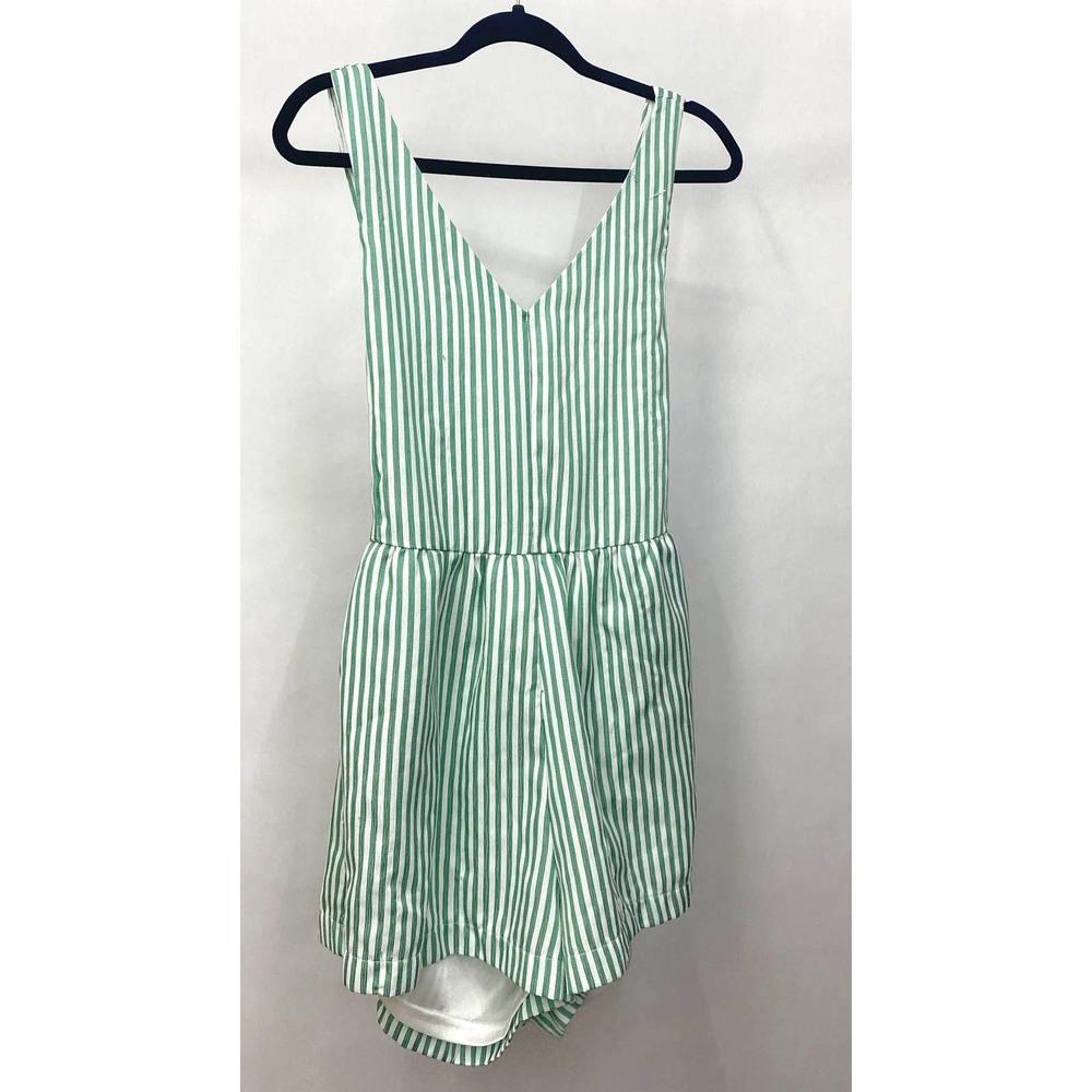 Glam Open Back Jumper Green and White Stripes